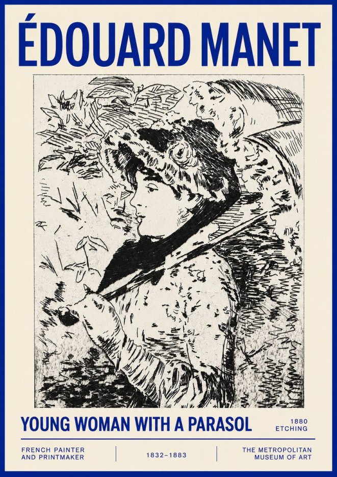 Édouard Manet Young Woman with a Parasol No4 - Plakat