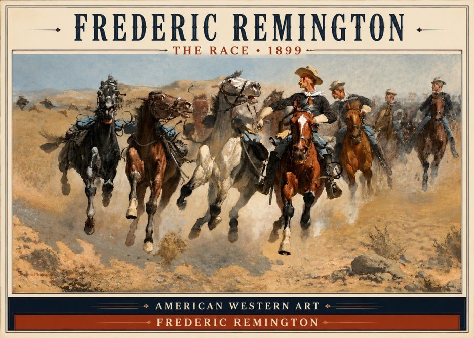 Frederic Remington The Race I No4 - Plakat