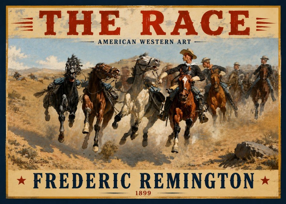 Frederic Remington The Race I No5 - Plakat