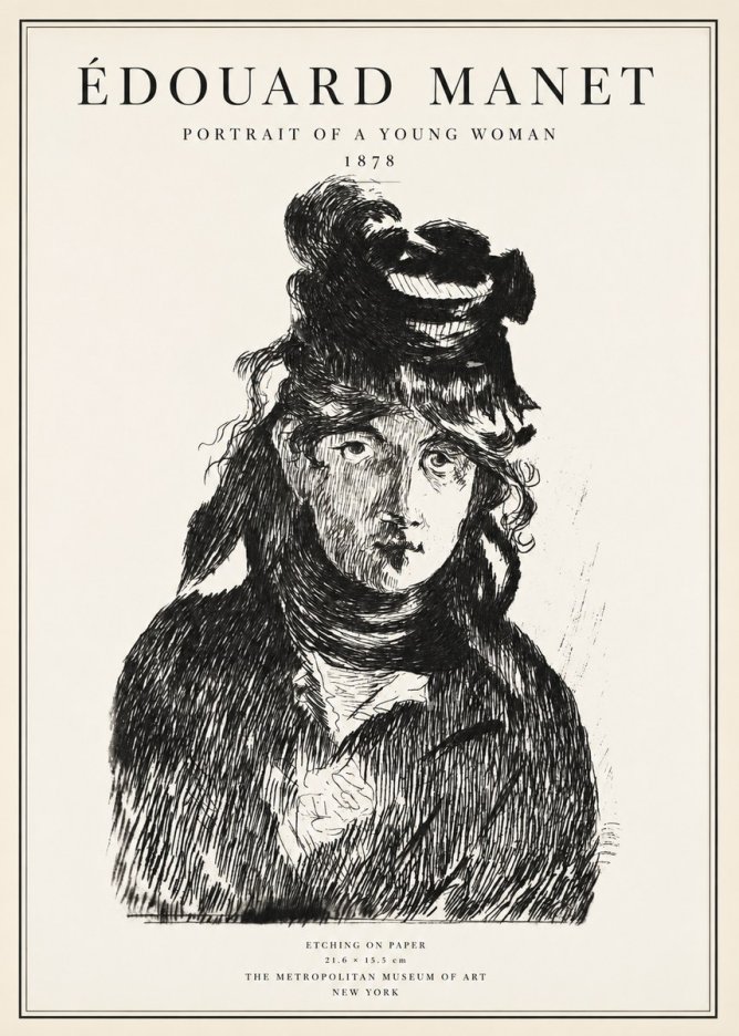 Édouard Manet Portrait of a Young Woman I No1 - Plakat