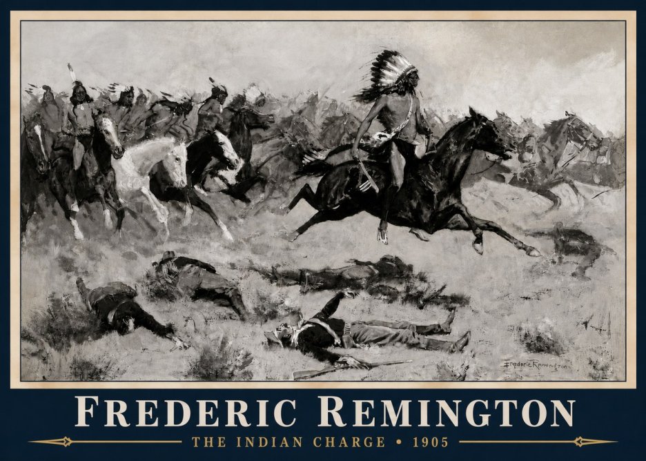 Frederic Remington The Indian Charge No3 - Plakat