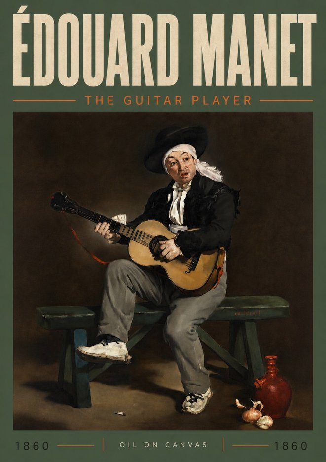 Édouard Manet The Guitar Player No5 - Plakat