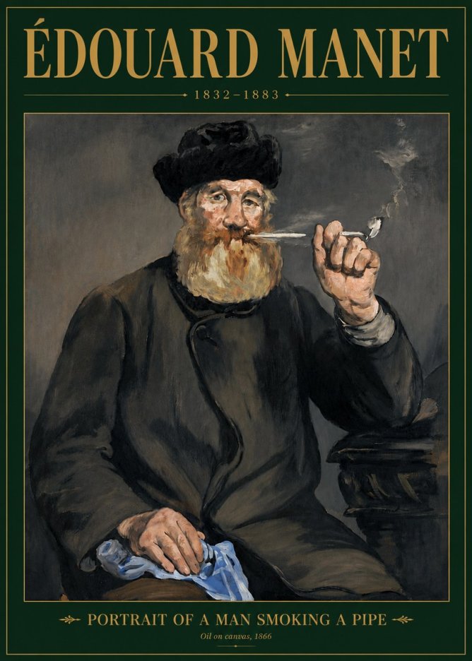 Édouard Manet Portrait of a Man Smoking a Pipe No6 - Plakat
