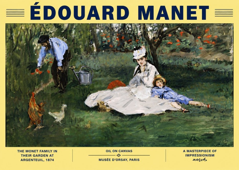 Édouard Manet The Monet Family in Their Garden at Argenteuil, 1874 No6 - Plakat