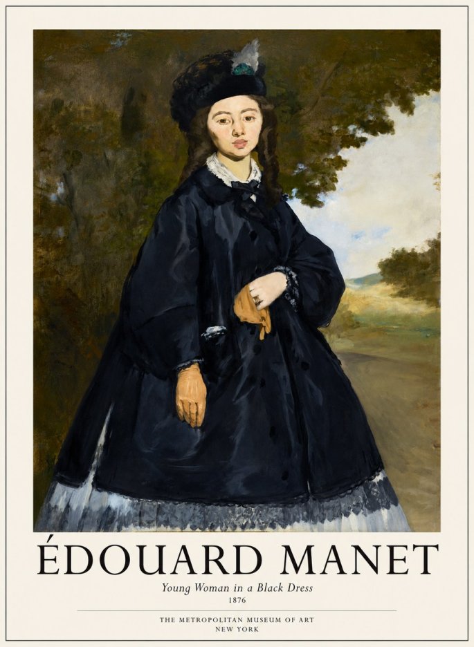 Édouard Manet Young Woman in a Black Dress No1 - Plakat