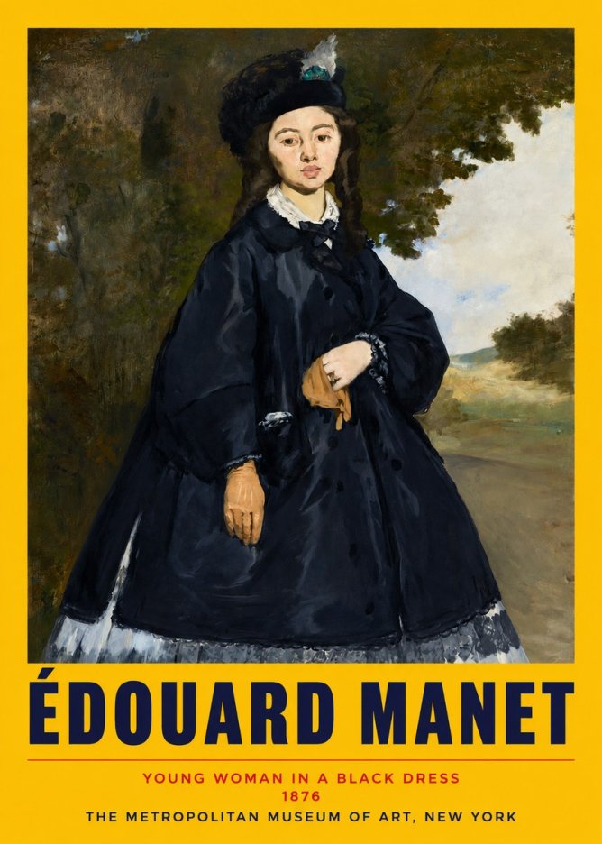 Édouard Manet Young Woman in a Black Dress No2 - Plakat