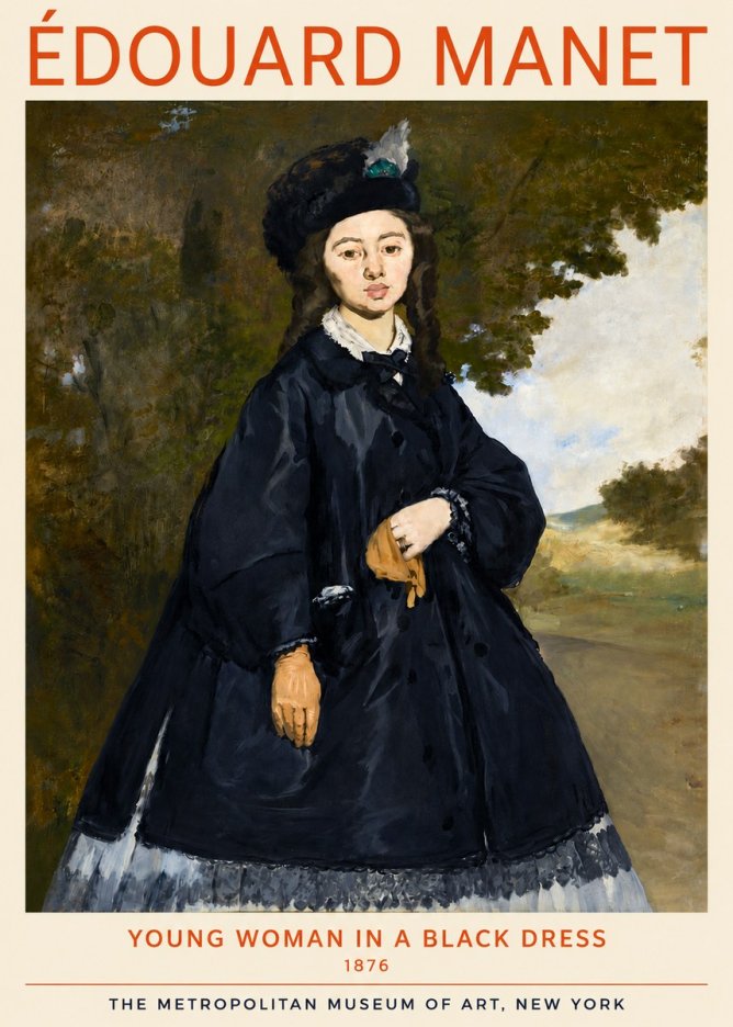 Édouard Manet Young Woman in a Black Dress No4 - Plakat