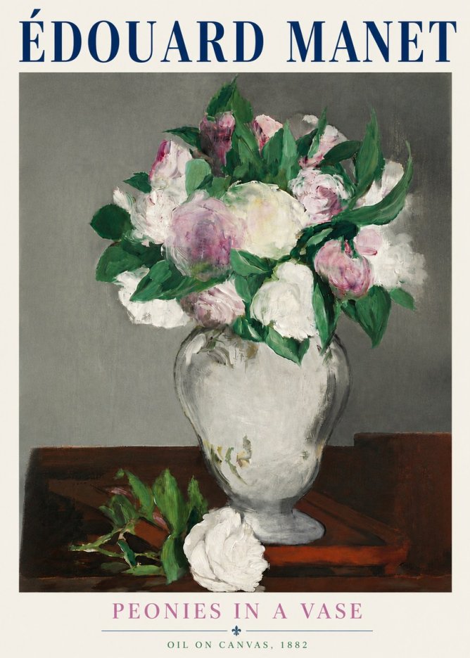 Édouard Manet Peonies in a Vase No5 - Plakat