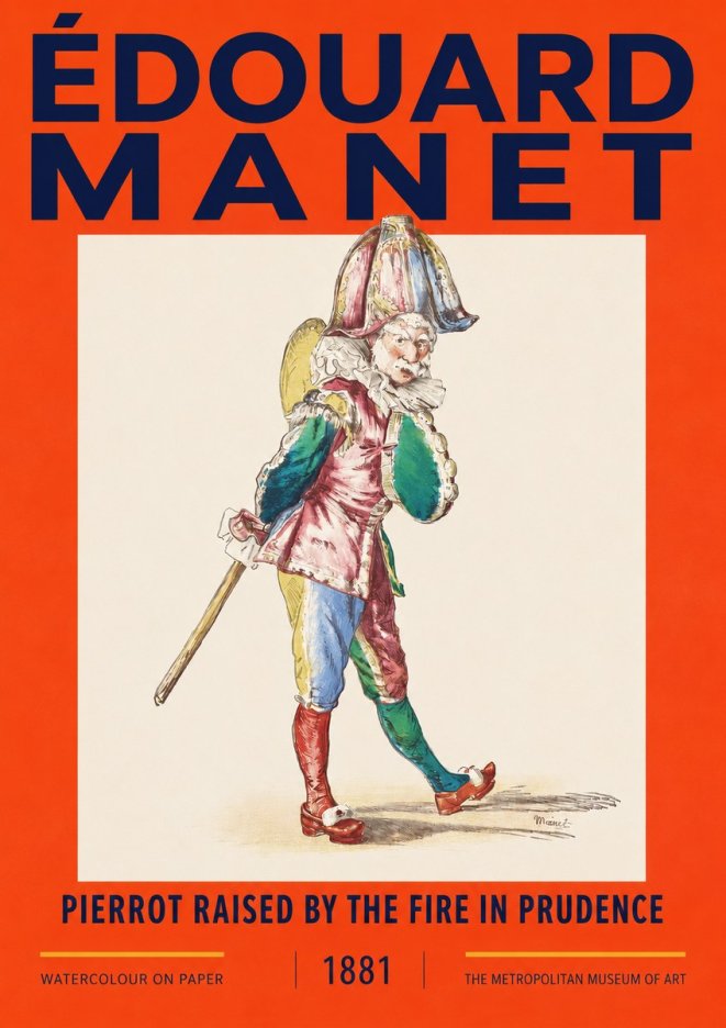 Édouard Manet Pierrot Raised by the Fire in Prudence No2 - Plakat