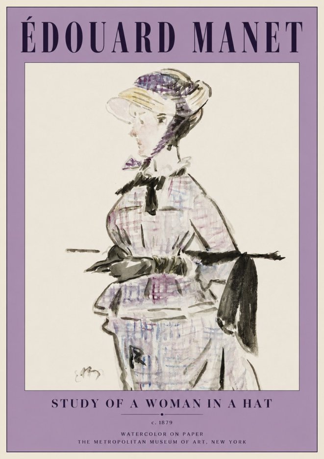 Édouard Manet Study of a Woman in a Hat No2 - Plakat