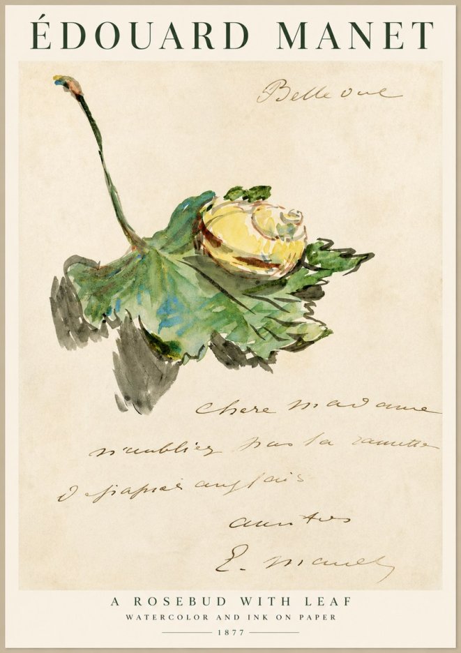 Édouard Manet A Rosebud with Leaf No1 - Plakat