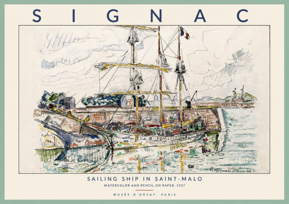 Signac Sailing Ship in Saint-malo No2 - Plakat
