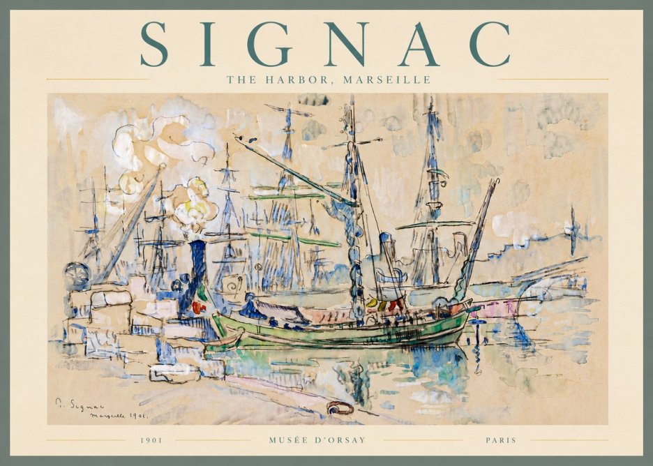 Signac The Harbor, Marseille No6 - Plakat