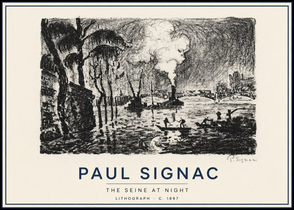 Signac The Seine at Night No3 - Plakat
