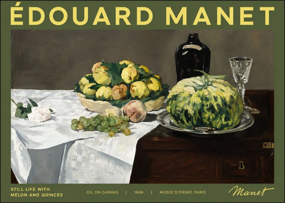 Édouard Manet Still Life with Melon and Quinces No4 - Plakat
