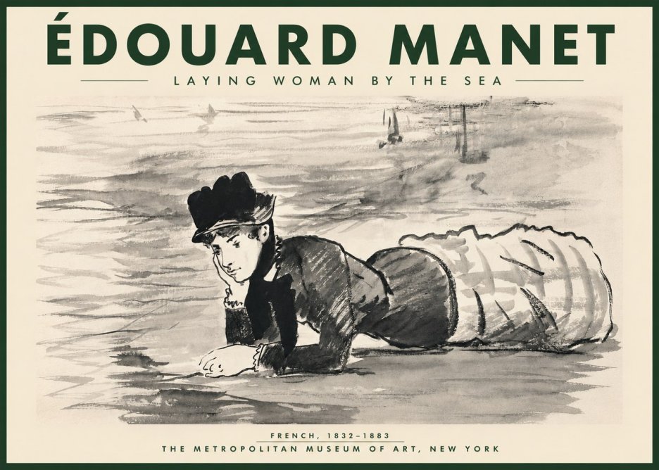 Édouard Manet Laying Woman by the Sea No4 - Plakat