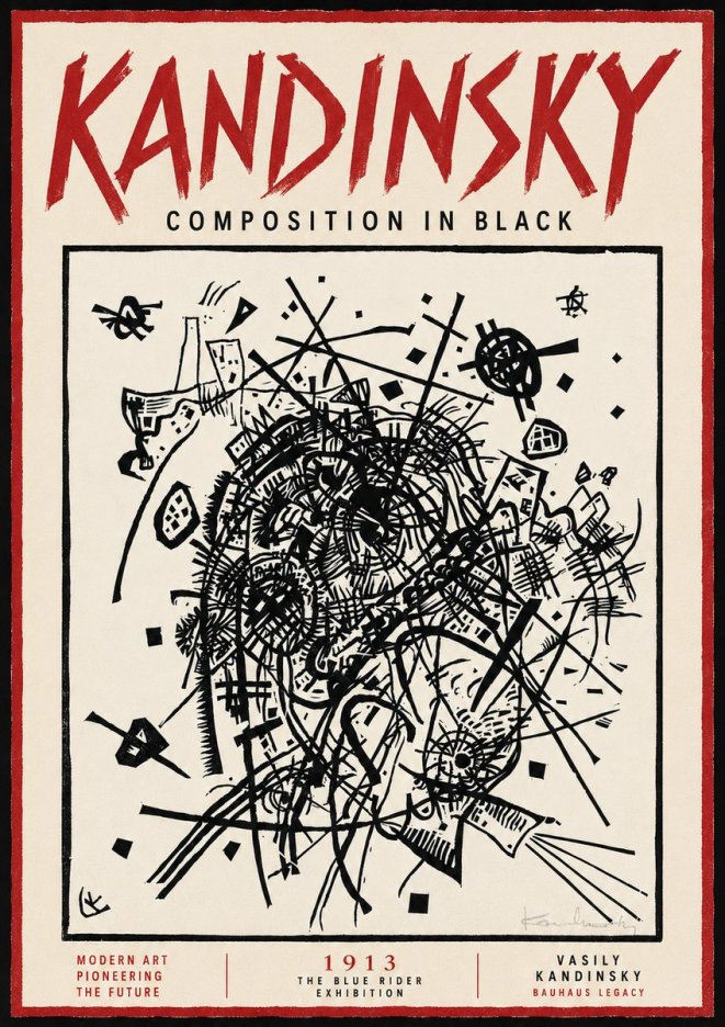Kandinsky Composition in Black No6 - Plakat