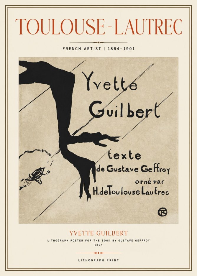 Toulouse-Lautrec Yvette Guilbert No1 - Plakat