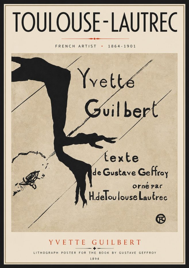Toulouse-Lautrec Yvette Guilbert No5 - Plakat