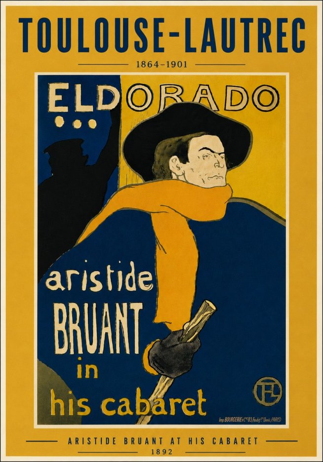 Toulouse-Lautrec Aristide Bruant at His Cabaret No6 - Plakat