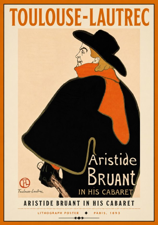 Toulouse-Lautrec Aristide Bruant in His Cabaret II No4 - Plakat