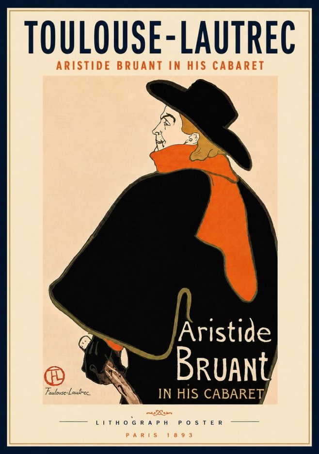 Toulouse-Lautrec Aristide Bruant in His Cabaret II No5 - Plakat