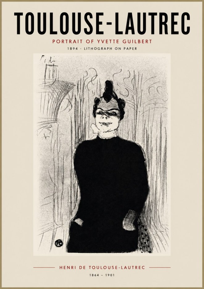 Toulouse-Lautrec Portrait of Yvette Guilbert No4 - Plakat