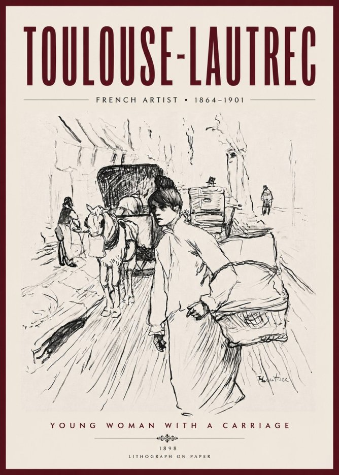 Toulouse-Lautrec Young Woman with a Carriage No5 - Plakat