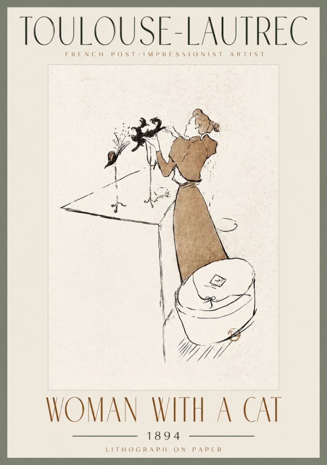 Toulouse-Lautrec Woman with a Cat No2 - Plakat