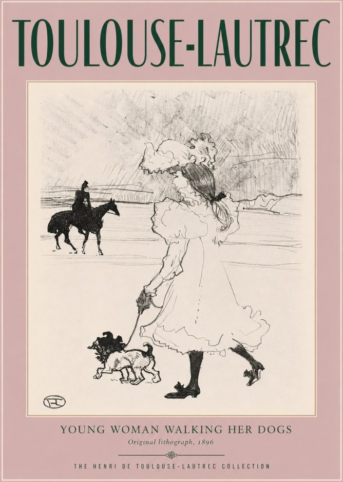 Toulouse-Lautrec Young Woman Walking Her Dogs No2 - Plakat