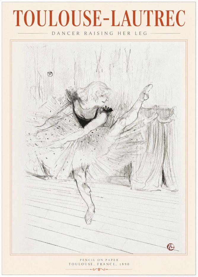 Toulouse-Lautrec Dancer Raising Her Leg No1 - Plakat