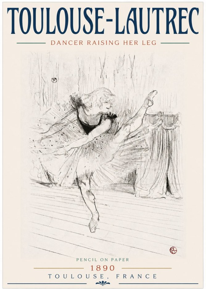 Toulouse-Lautrec Dancer Raising Her Leg No3 - Plakat