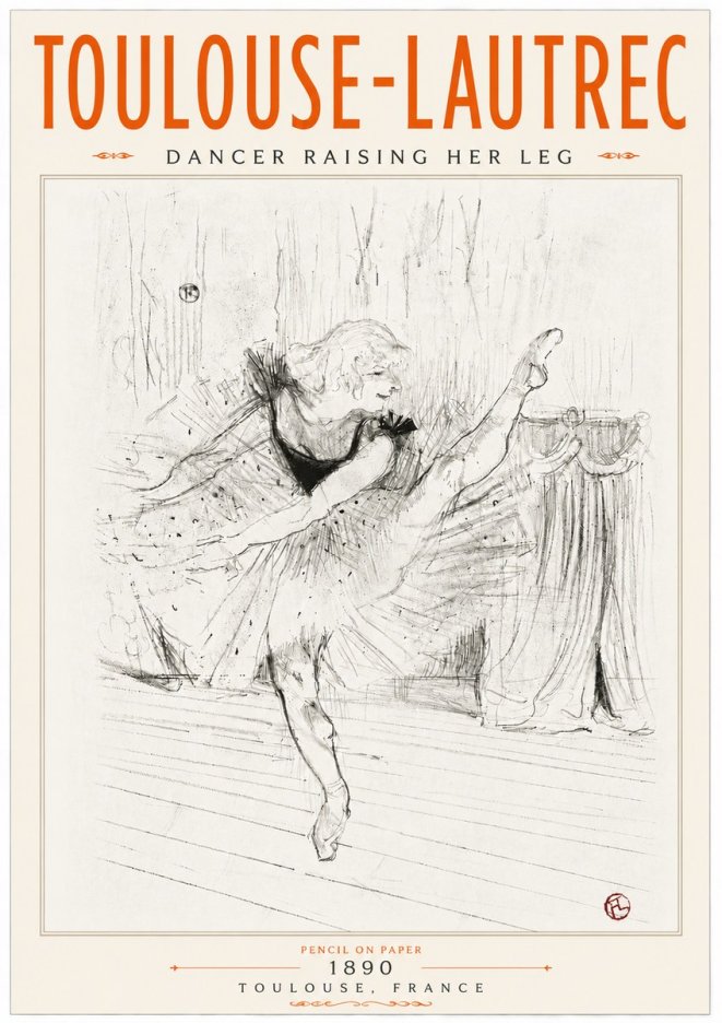 Toulouse-Lautrec Dancer Raising Her Leg No6 - Plakat