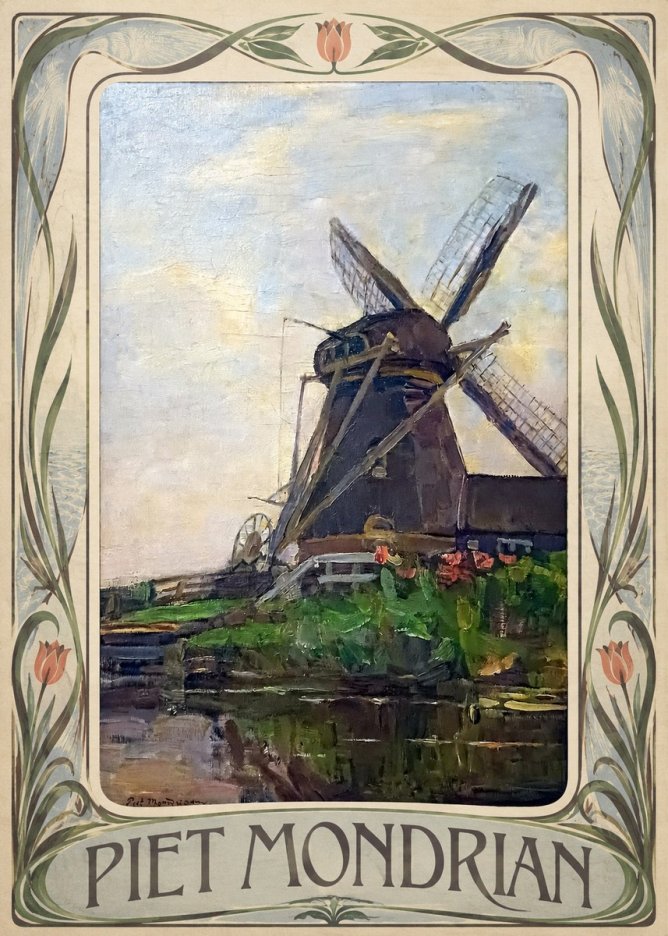 Piet Mondrian Windmill by the Water I No3 - Plakat