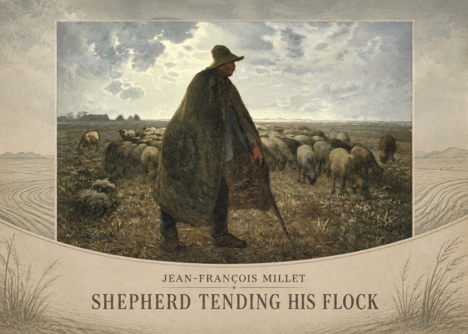 Jean-François Millet Shepherd Tending His Flock No3 - Plakat