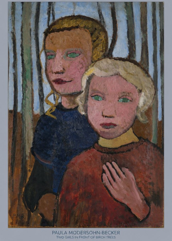 Paula Modersohn-Becker Two Girls in Front of Birch Trees No6 - Plakat