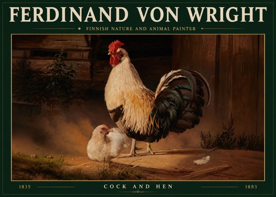 Ferdinand von Wright Cock and Hen No3 - Plakat