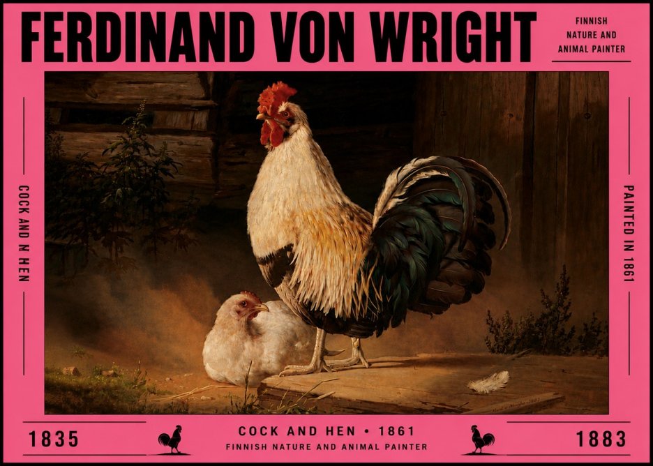 Ferdinand von Wright Cock and Hen No5 - Plakat