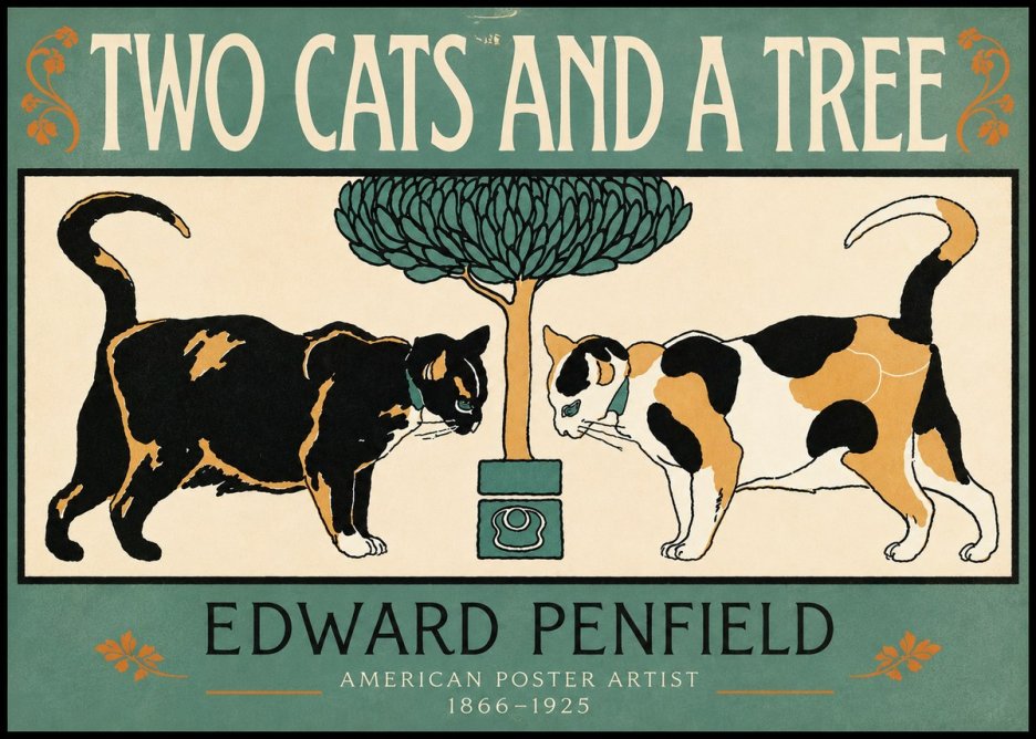 Edward Penfield Two Cats and a Tree No3 - Plakat