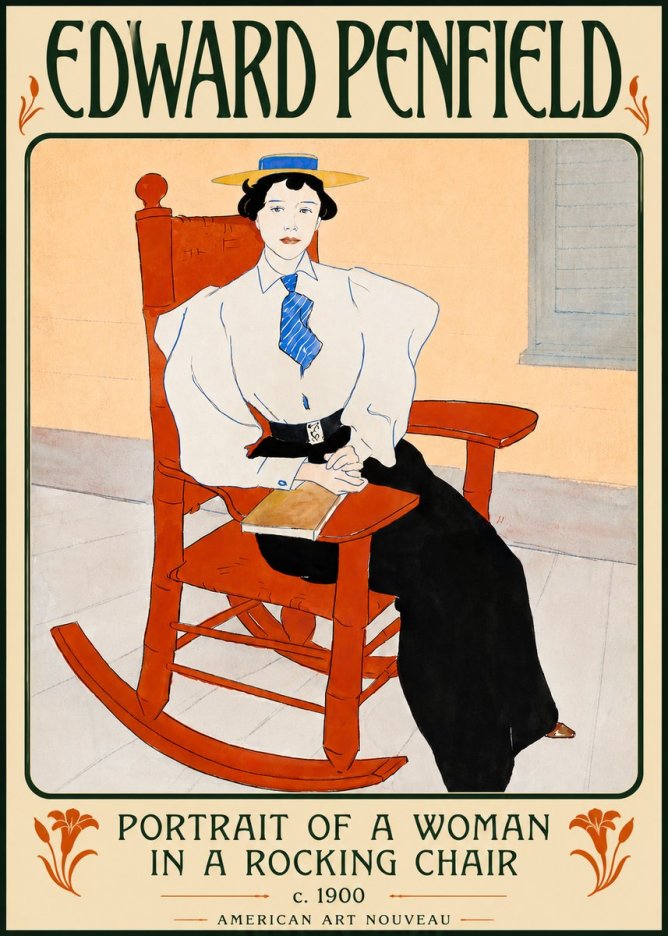 Edward Penfield Portrait of a Woman in a Rocking Chair No5 - Plakat