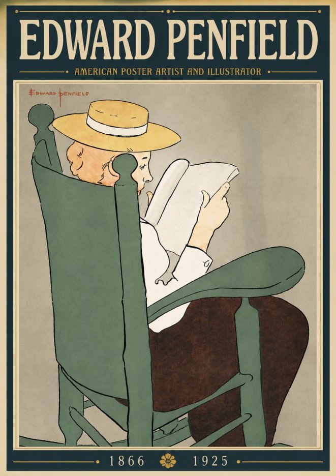 Edward Penfield Reading Woman in a Rocking Chair No4 - Plakat