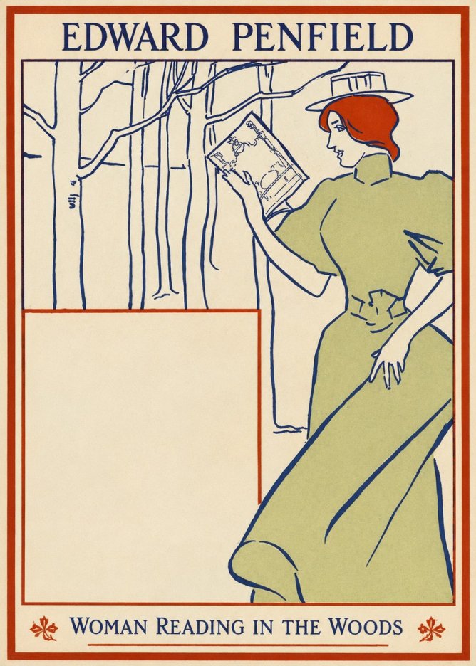 Edward Penfield Woman Reading in the Woods No1 - Plakat