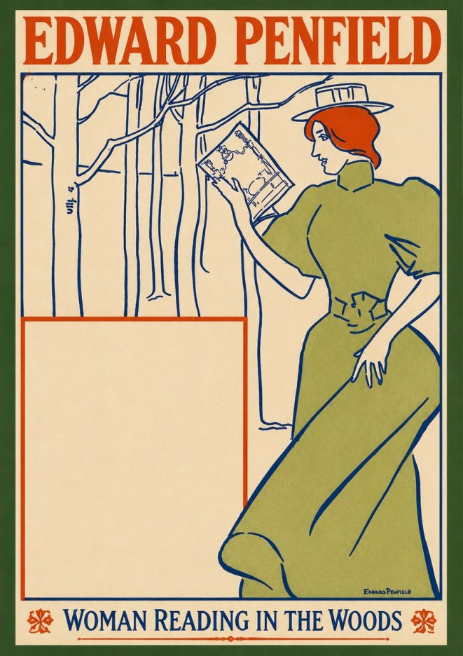 Edward Penfield Woman Reading in the Woods No2 - Plakat