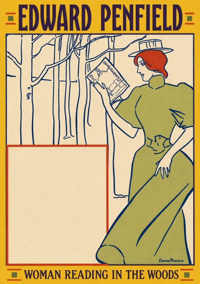 Edward Penfield Woman Reading in the Woods No3 - Plakat