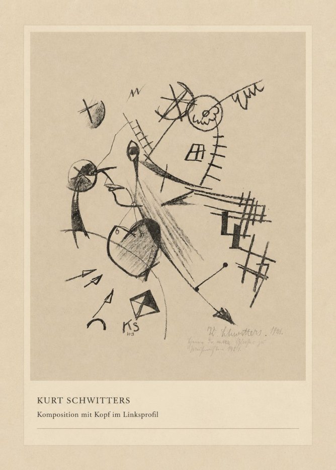 Kurt Schwitters Komposition Mit Kopf Im Linksprofil No4 - Plakat
