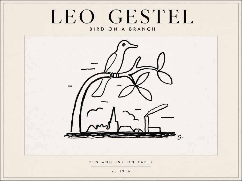 Leo Gestel Bird on a Branch No5 - Plakat