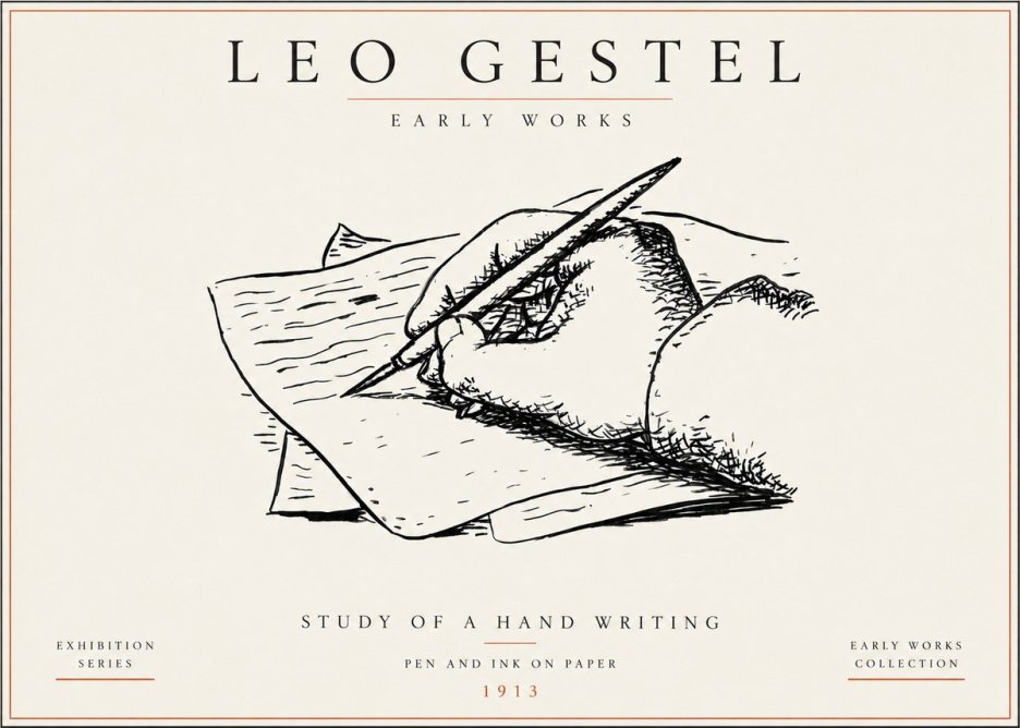 Leo Gestel Study of a Hand Writing No5 - Plakat