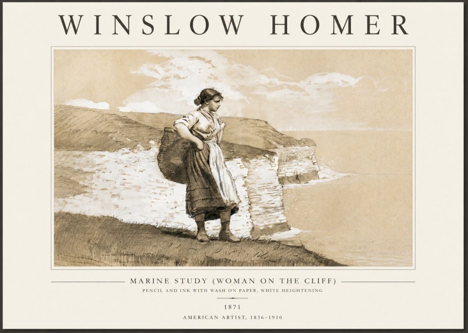 Winslow Homer Marine Study (Woman on the Cliff) No3 - Plakat