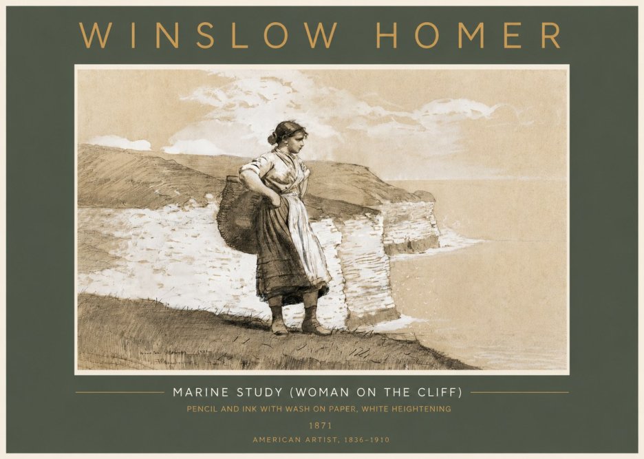Winslow Homer Marine Study (Woman on the Cliff) No4 - Plakat