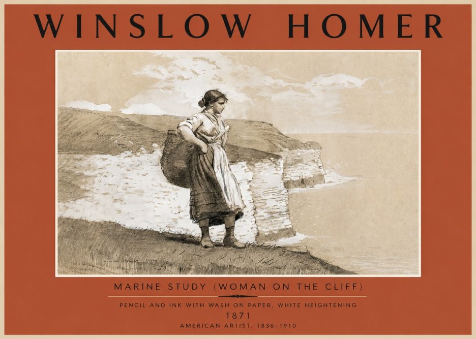 Winslow Homer Marine Study (Woman on the Cliff) No5 - Plakat